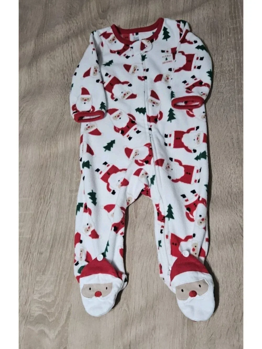 Lot Of 6 Carters Fleece Footed Pjs Pajamas Size 6 Months Boys Cozy Santa Moose
